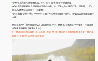 新款小鹏X9在北极冰雪路面100-0km/h急刹 稳稳刹住！