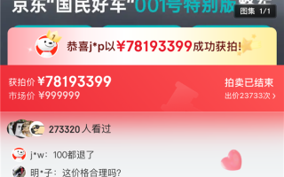 7800万元！京东001号国民车被拍下！