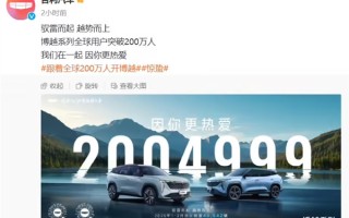吉利博越全球用户突破200万大关！2月销量同比激增84%！