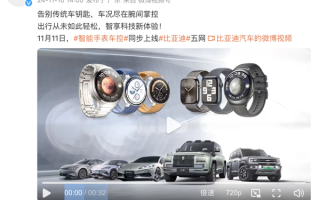 比亚迪智能手表车控功能11日上线：华为、苹果、OPPO等品牌均可使用！
