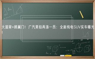 大溜背+鸥翼门！广汽昊铂再添一员：全新纯电SUV实车曝光！