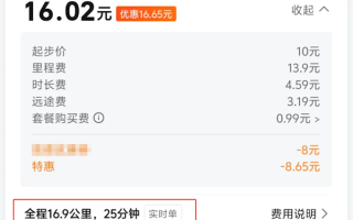 16.9公里网约车里程 优惠后仅支付16元 乘客：这合理吗？