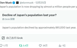 马斯克过圣诞还操心人类生育率：日本人口每年减少近百万!