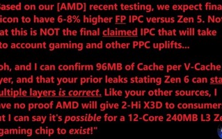 Intel彻底没法玩！AMD Zen6要用多层3D堆叠缓存：IPC提升超Zen5!