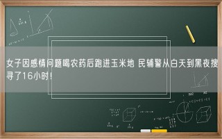 女子因感情问题喝农药后跑进玉米地 民辅警从白天到黑夜搜寻了16小时！