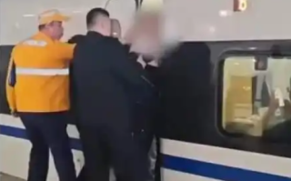 上海一女子阻挡高铁关门?假 突发身体不适被车门夹住！