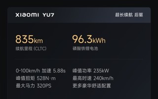 续航最高835km、零百最快3.23秒！小米YU7三个版本公布：配置差异一览！