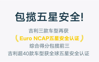 包揽前三！吉利旗下车型再获Euro NCAP五星认证！
