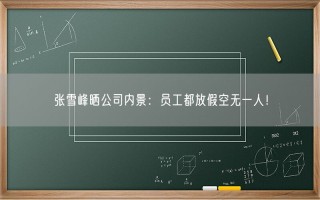 张雪峰晒公司内景：员工都放假空无一人！