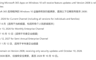 Windows 10用户注意！微软确认Microsoft 365停止支持日期！