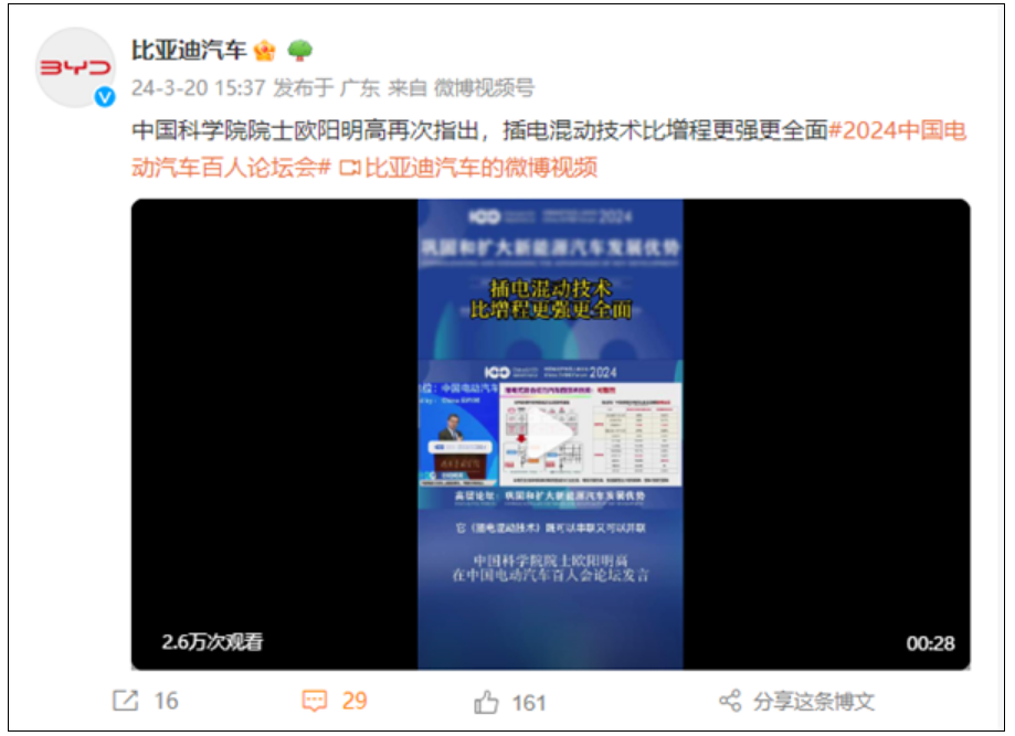 比亚迪：院士力挺！插电混动技术超越增程！-第1张图片